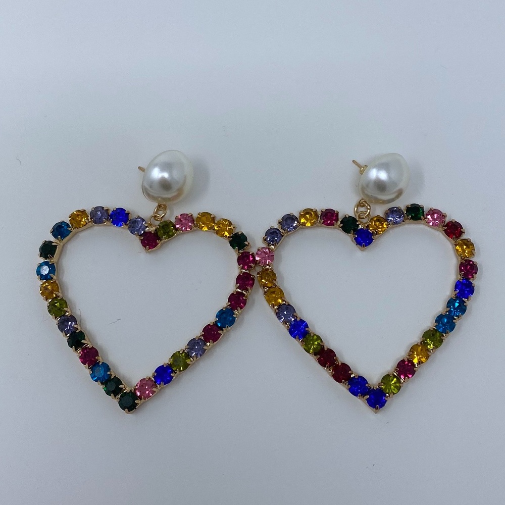 SOLD Rainbow Heart Earrings